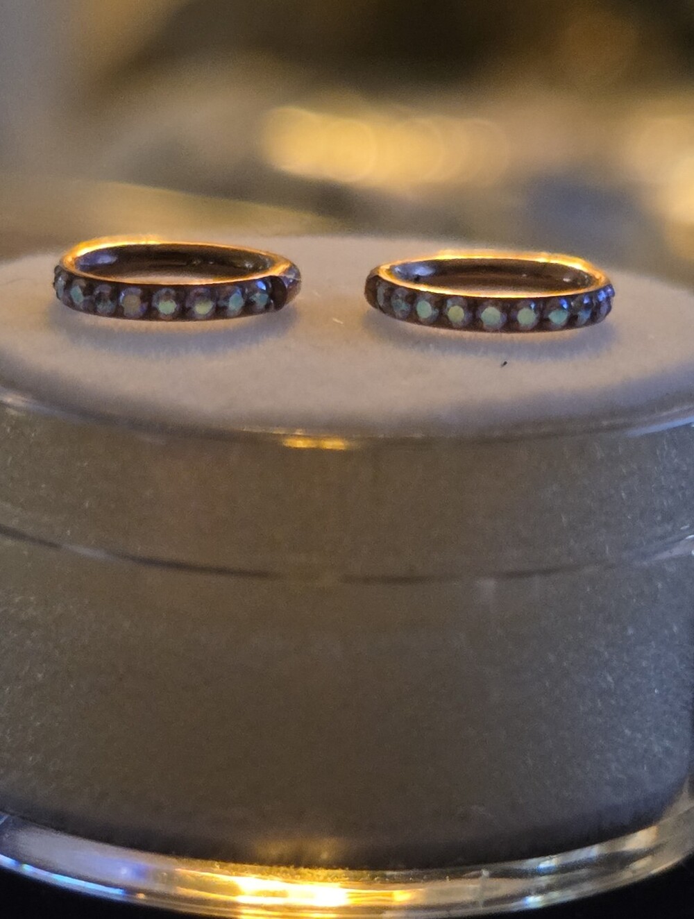 Bodyartforms Titanium Side Gemmed Clicker 16g 1/4" Rose Gold Aurora Borealis - Picture 2 of 4